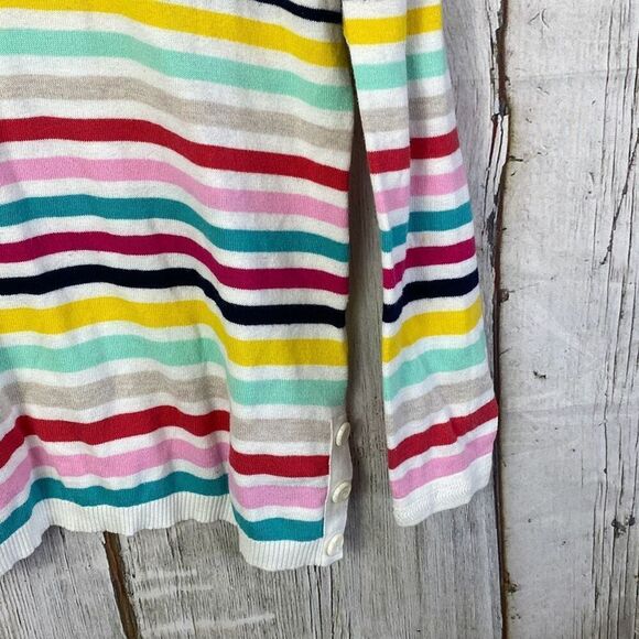 Women's Talbots New Multi Color Striped V Neck Long Sleeve Sweater Size M 292 - Picture 4 of 10